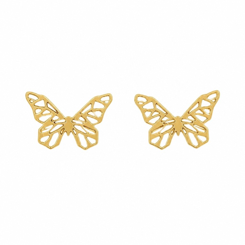 Brinco Borboleta Vazado em Banho de Ouro 18k
