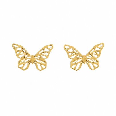 Brinco Borboleta Vazado em Banho de Ouro 18k