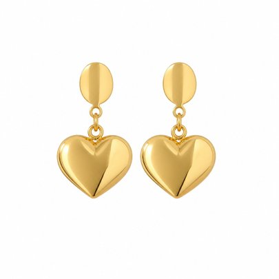 Brinco Pingente Coração em Banho de Ouro 18k