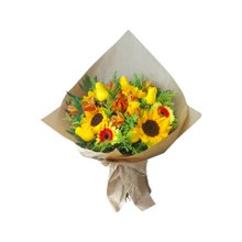 Buquê Rosas Amarelas e Girassol