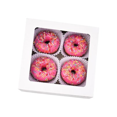 Caixa com 4 Mini Cake Donuts com Granulado Colorido