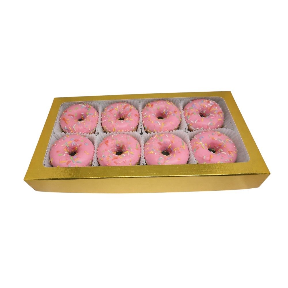 Caixa com 8 Mini Cake Donuts com Granulado Colorido