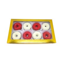 Caixa com 8 Mini Cake Donuts Vermelho e Branco