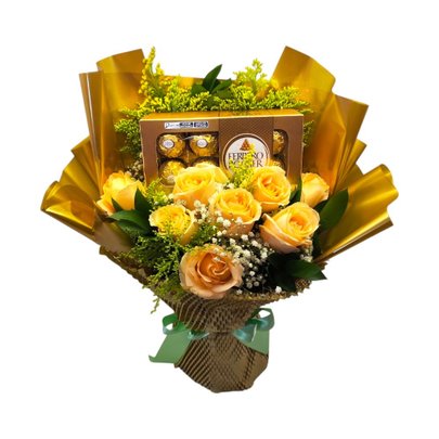Buquê 8 Rosas Champagne