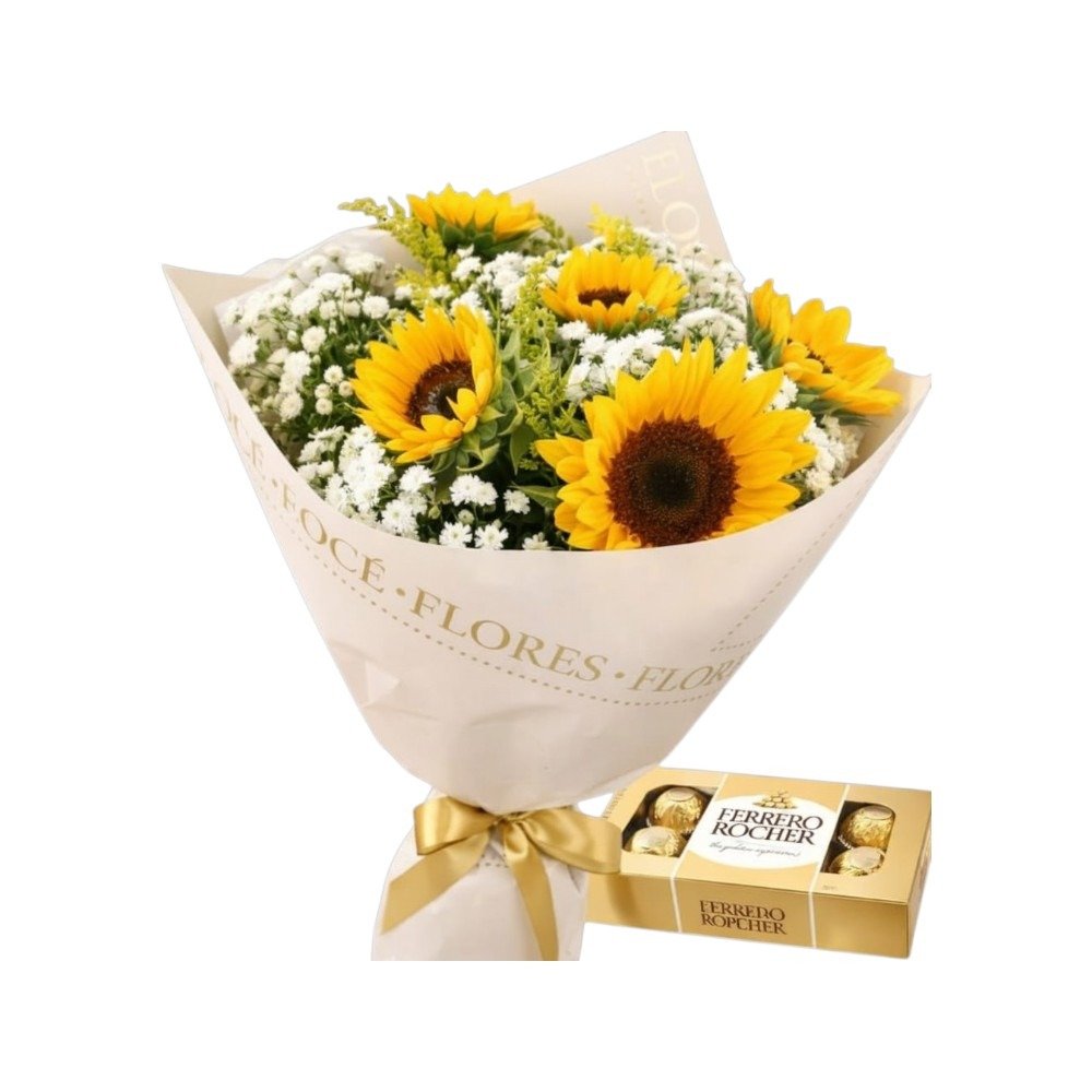 Buquê de Girassóis com Ferrero Rocher - Linha Premium