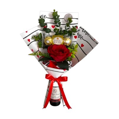 Buquê No Mini Vinho Santa Loreto Com Ferrero Rocher