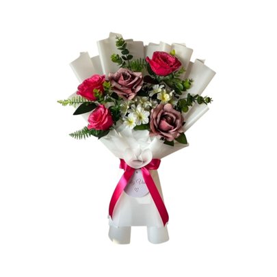 Buquê Com Rosas Cor De Rosa Feliz Vida