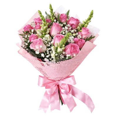 Buquê 12 Rosas Cor de Rosa Primor Rosé