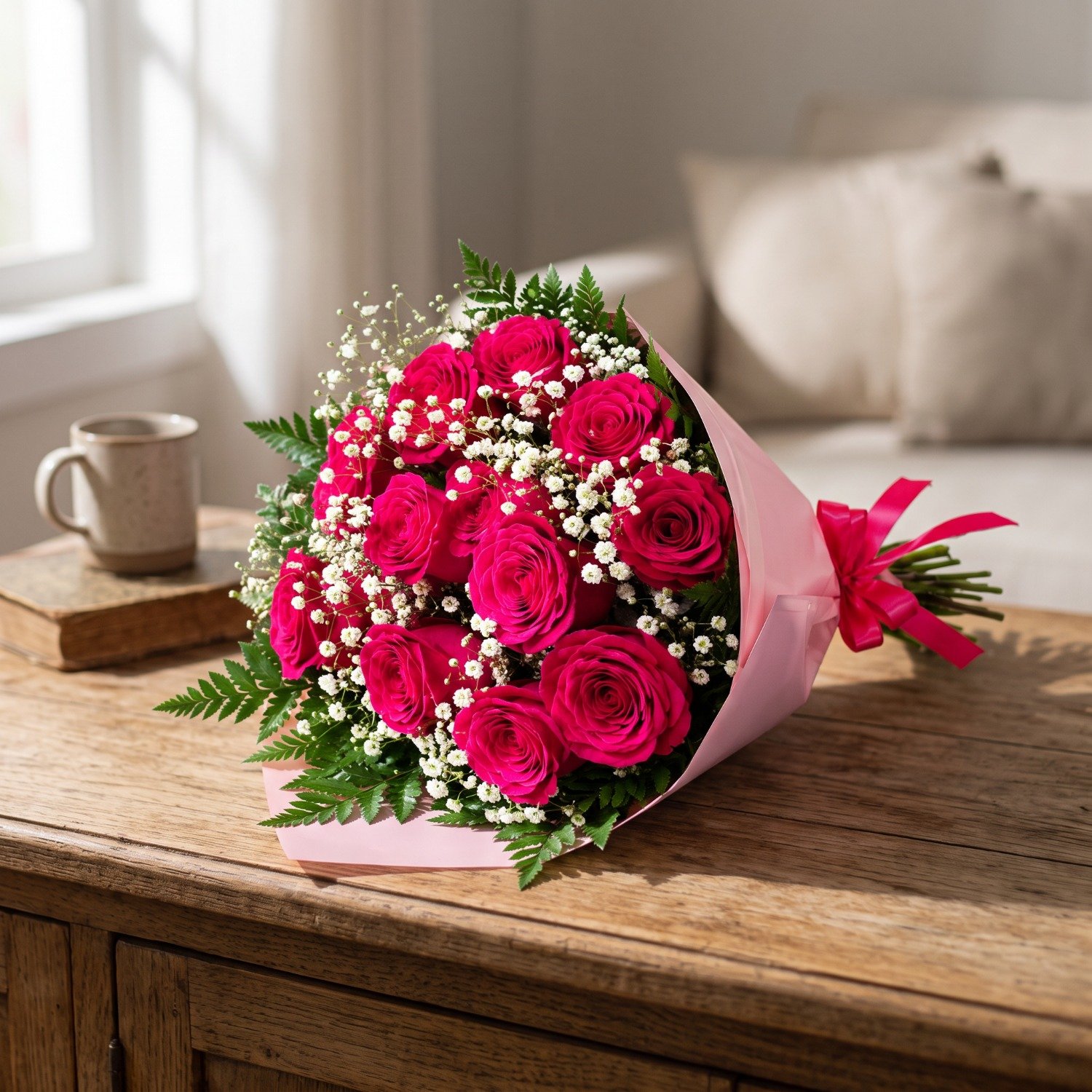 Buquê 12 Rosas Rosa dos Sonhos