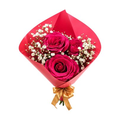 Buquê 3 Rosas Amor em Rosa