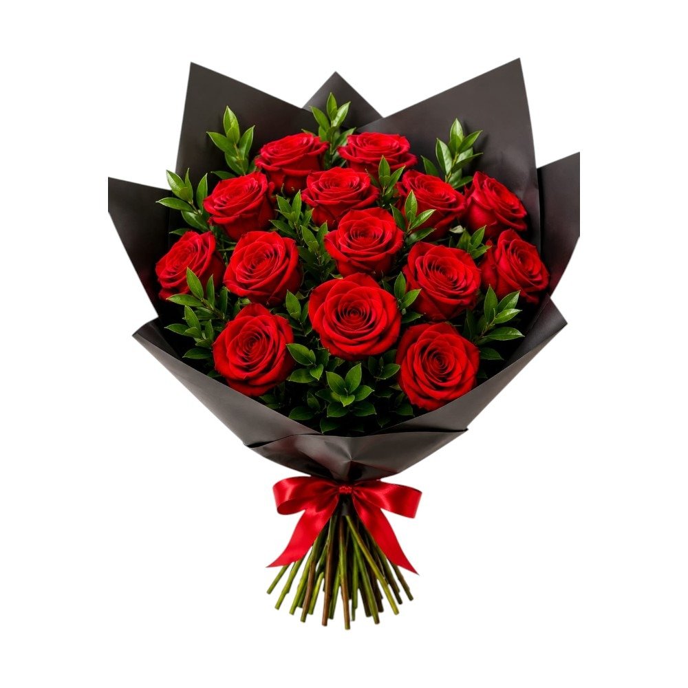Buquê 14 Rosas Vermelhas Elegância