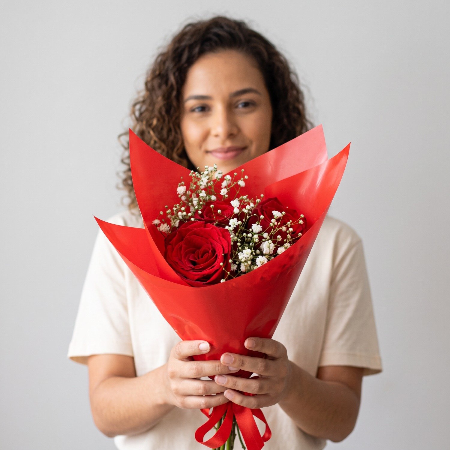 Buquê 3 Rosas Vermelhas Charme