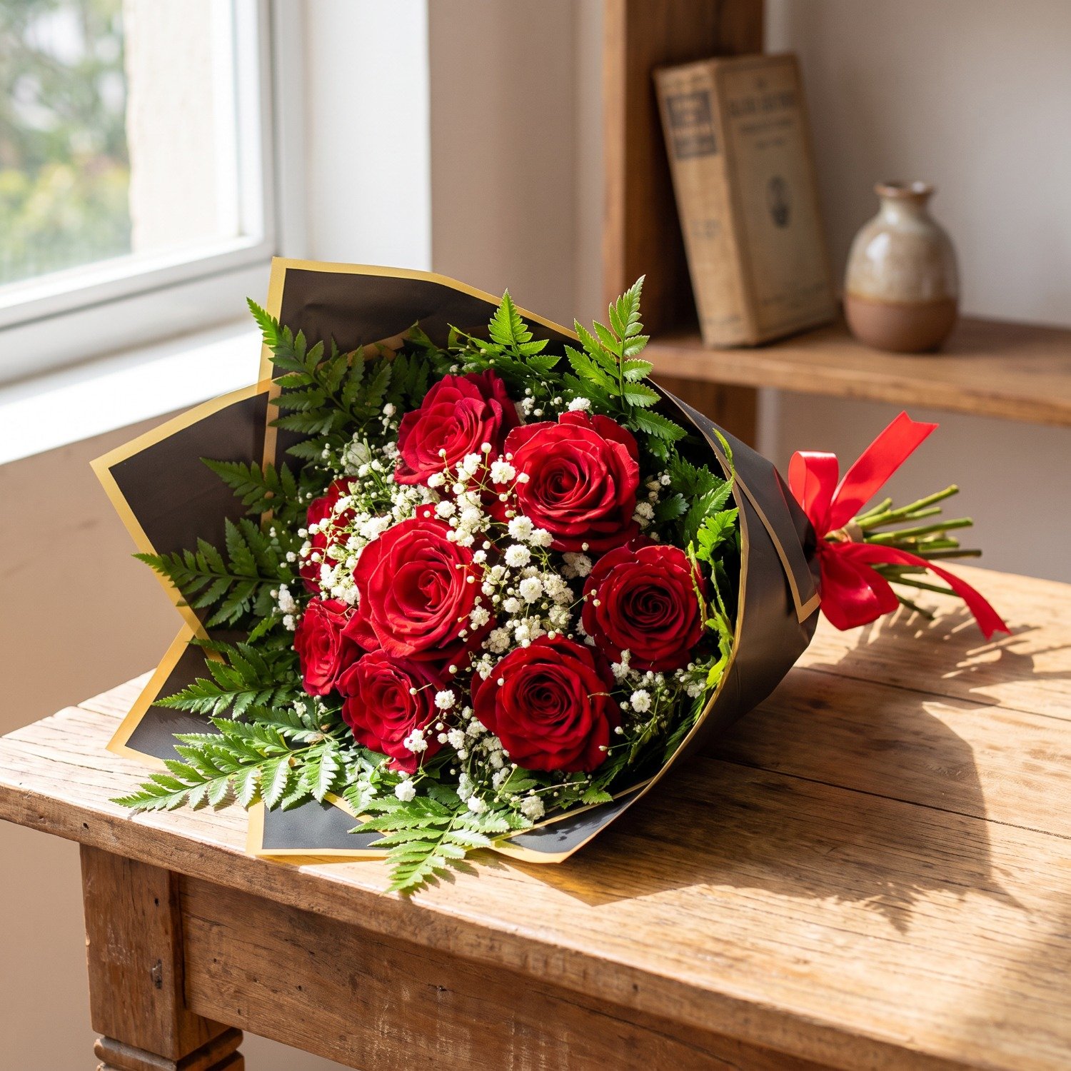 Buquê 6 Rosas Vermelhas Charme