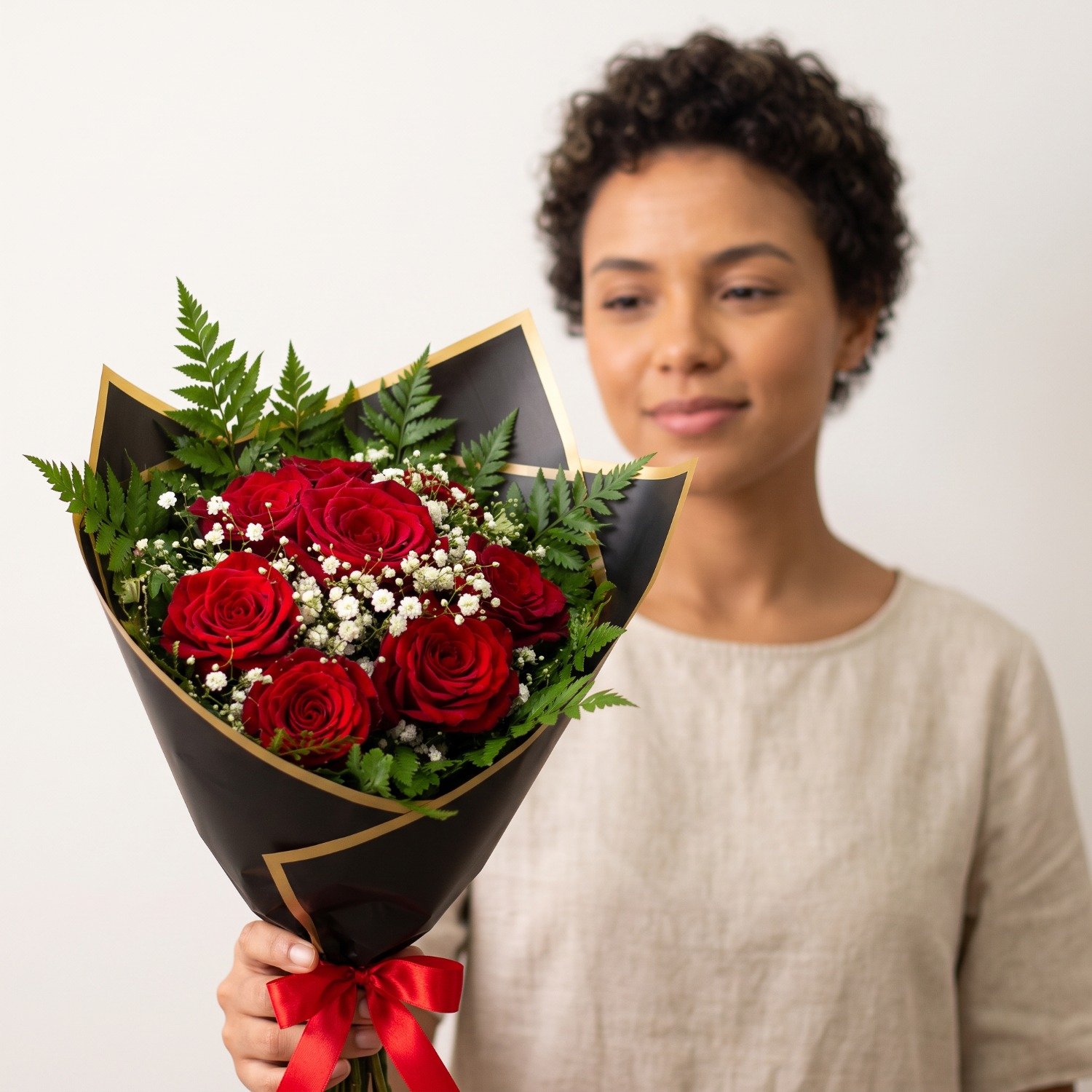 Buquê 6 Rosas Vermelhas Charme
