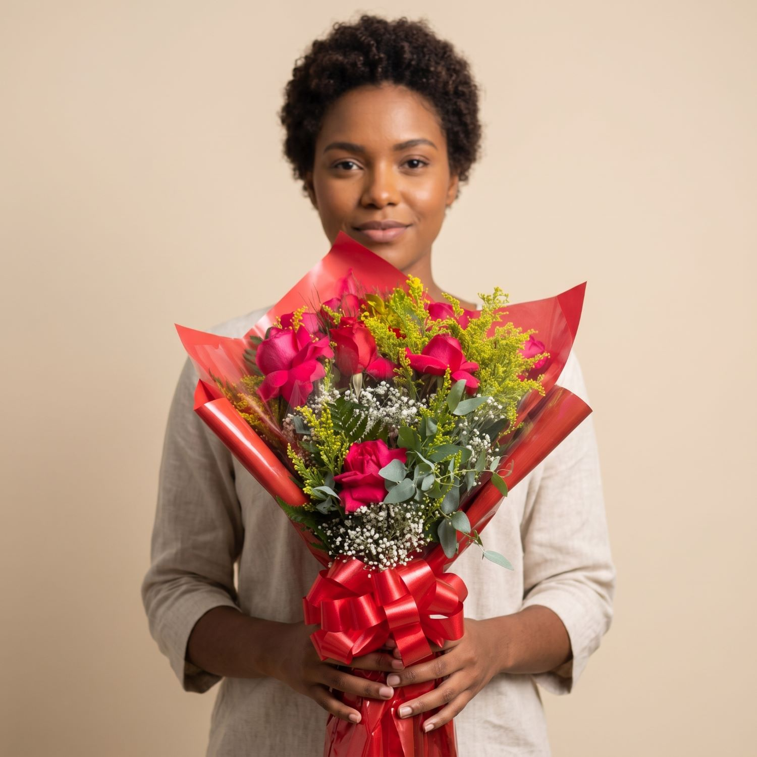 Buquê de 6 Rosas Vermelhas Nacionais  