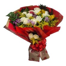 Buquê com 12 Rosas Brancas 