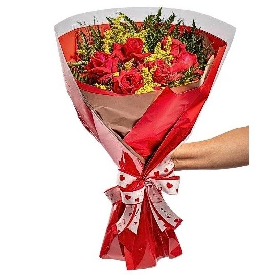 Buquê com 6 Rosas Vermelhas Nacionais  