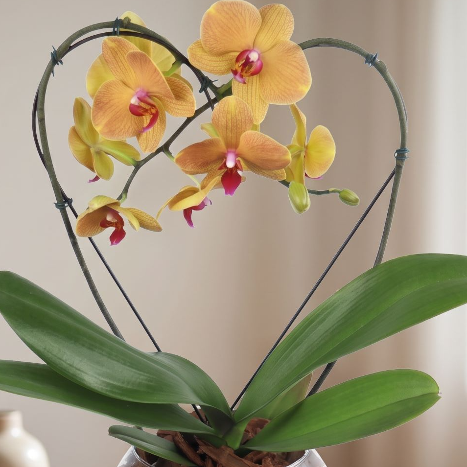 Orquidea Phalaenopiss Amarela Bordo de Coração