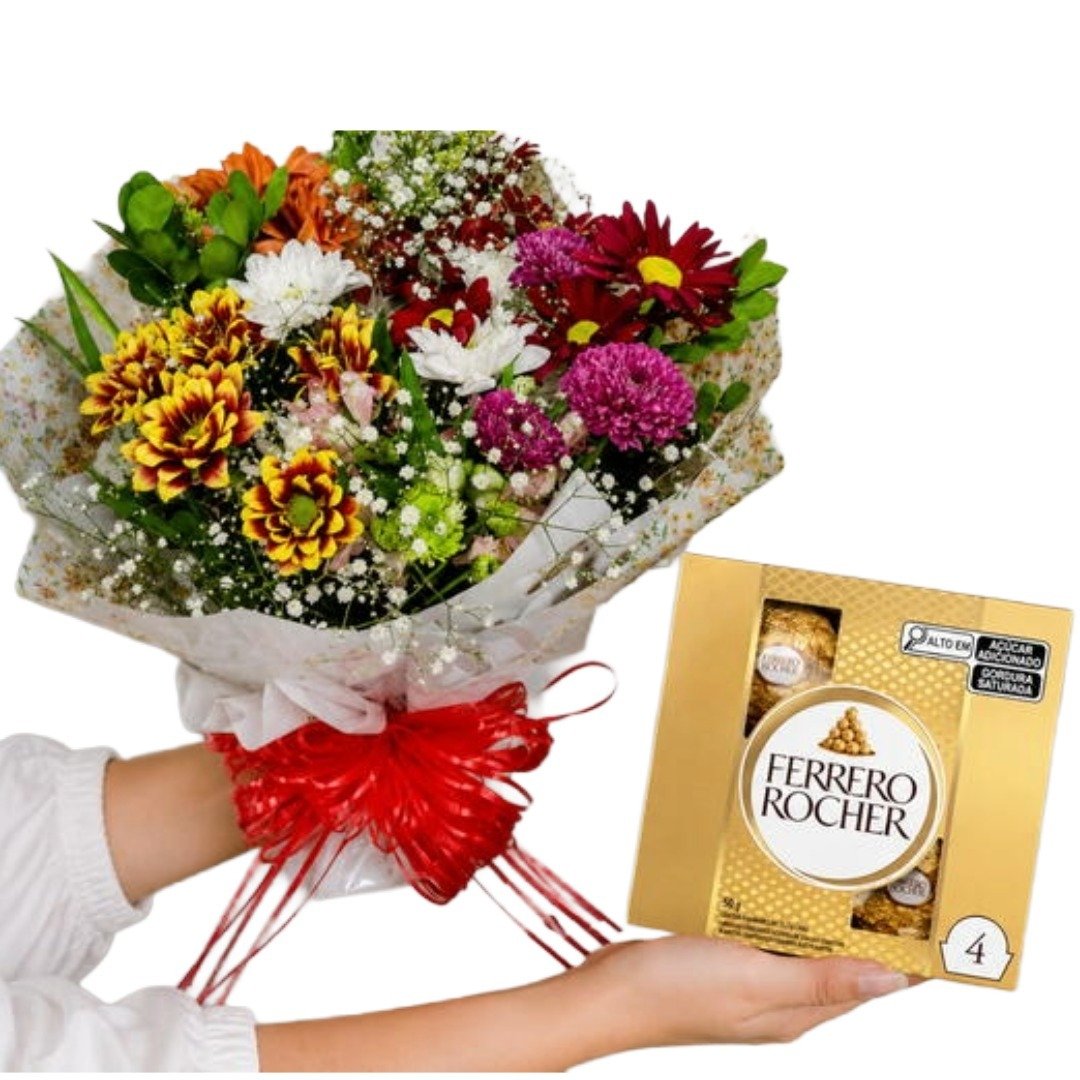 Buquê de Flores do Campo com Ferrero