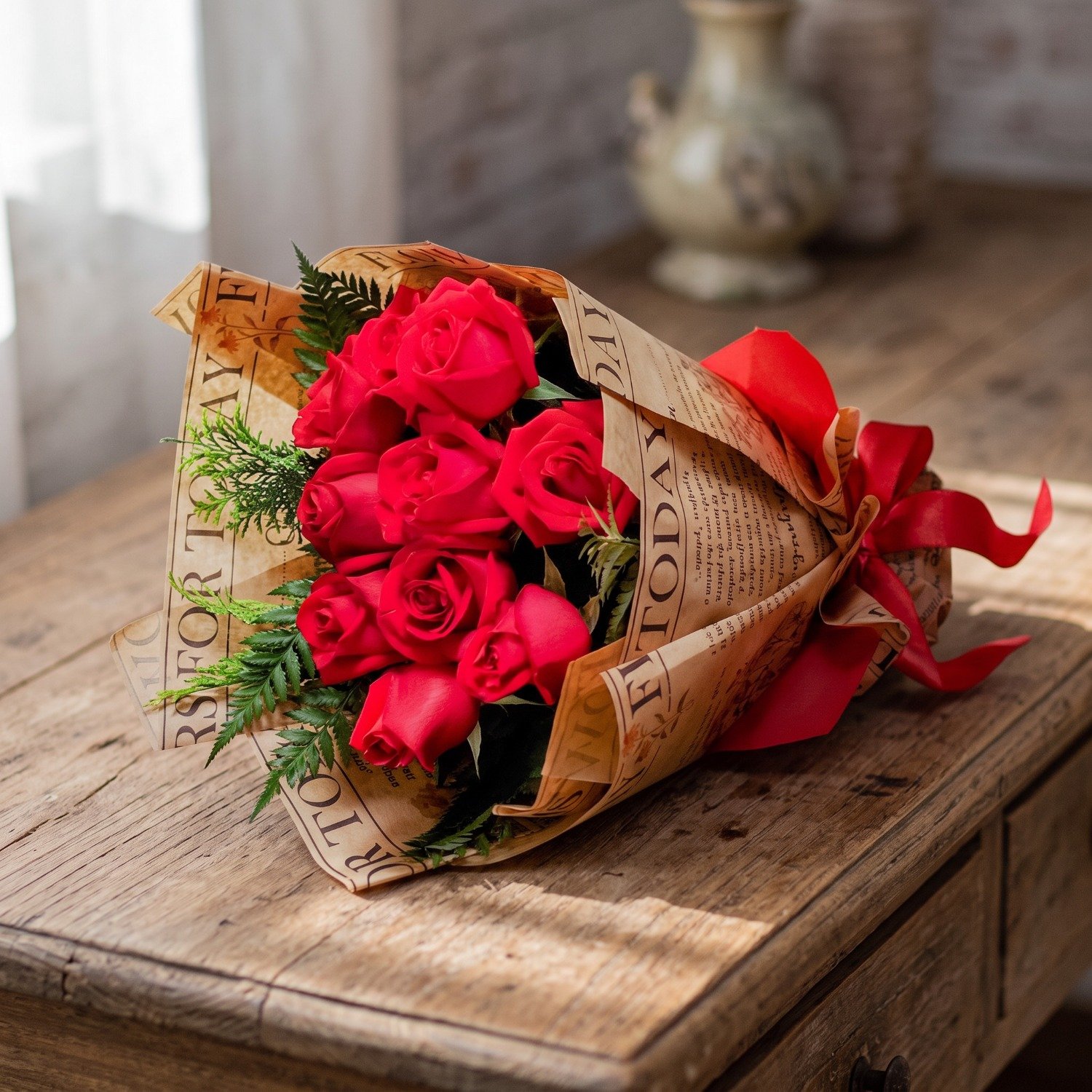 Buquê 10 Rosas no kraft