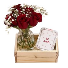 Cesta Flores e Brownie Te Amo