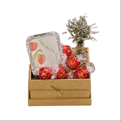 Cesta Dia das Mães com Chocolates Lindt e Brownie