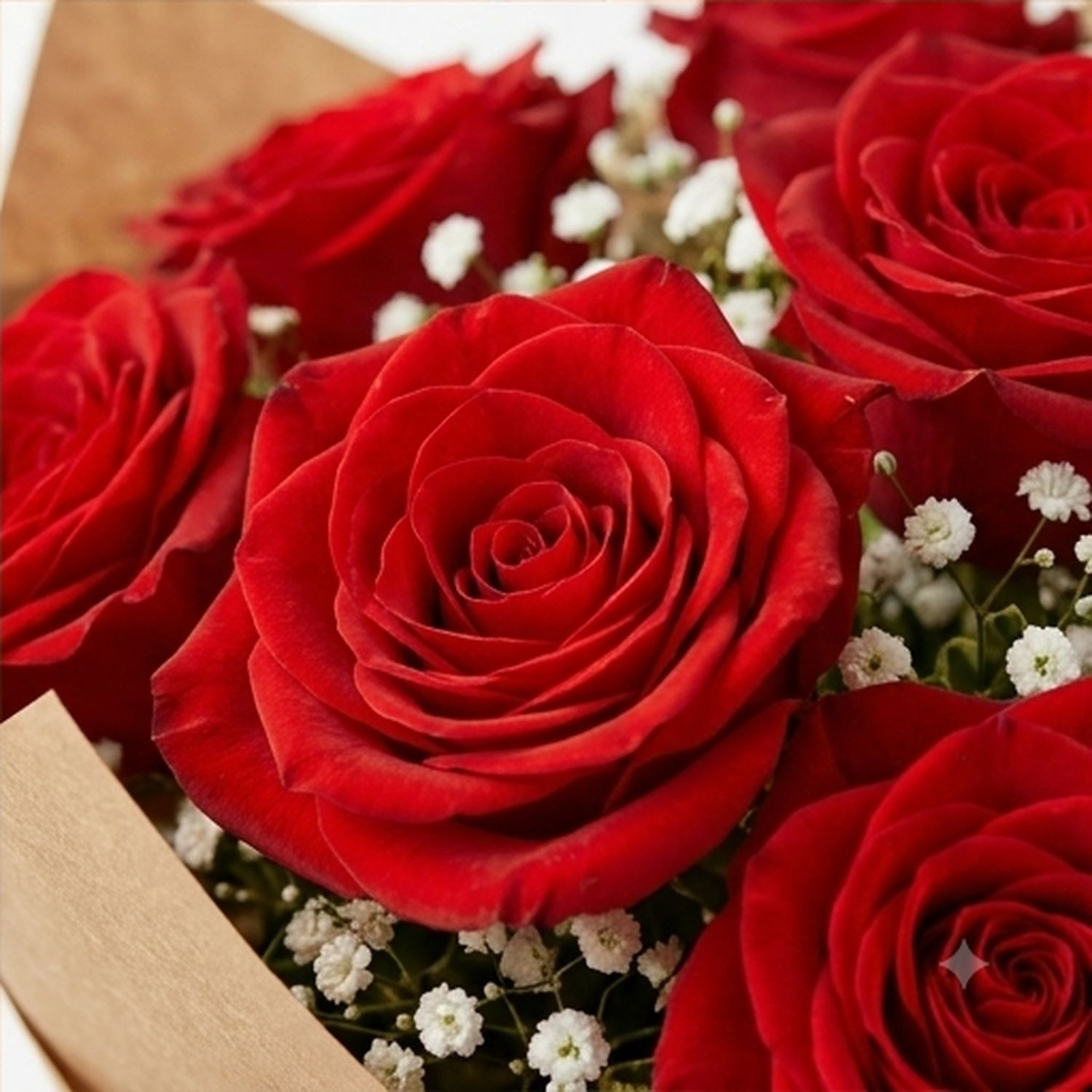 Buquê Luxo Italia 8 Rosas Vermelhas com Folhagem