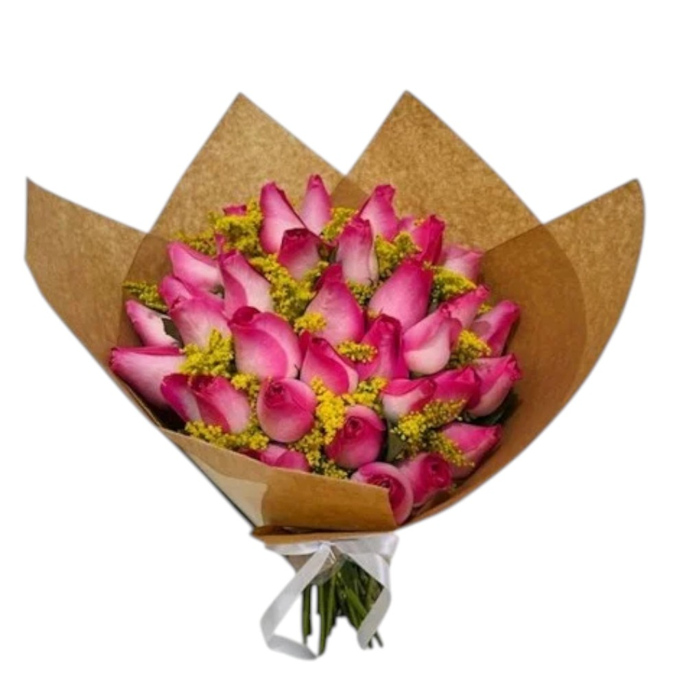 Mega Buquê 50 Rosas Cor de Rosas com Tango