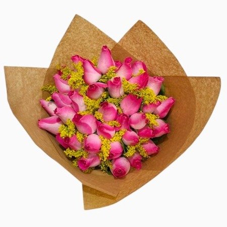 Mega Buquê 50 Rosas Cor de Rosas com Tango