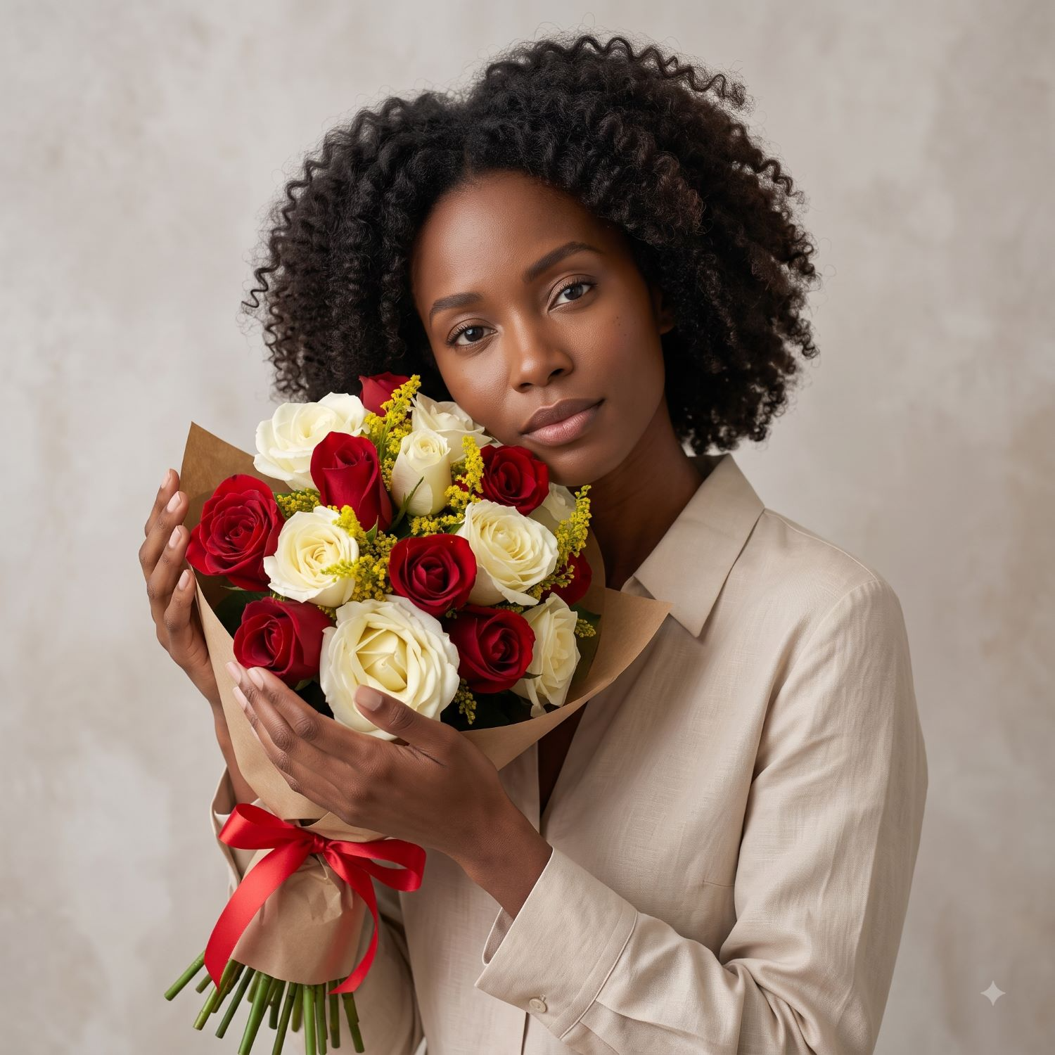 Buquê Rosas Vermelhas e Brancas