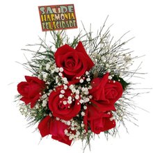 Buquê Com 6 Rosas Vermelhas e Plaquinha