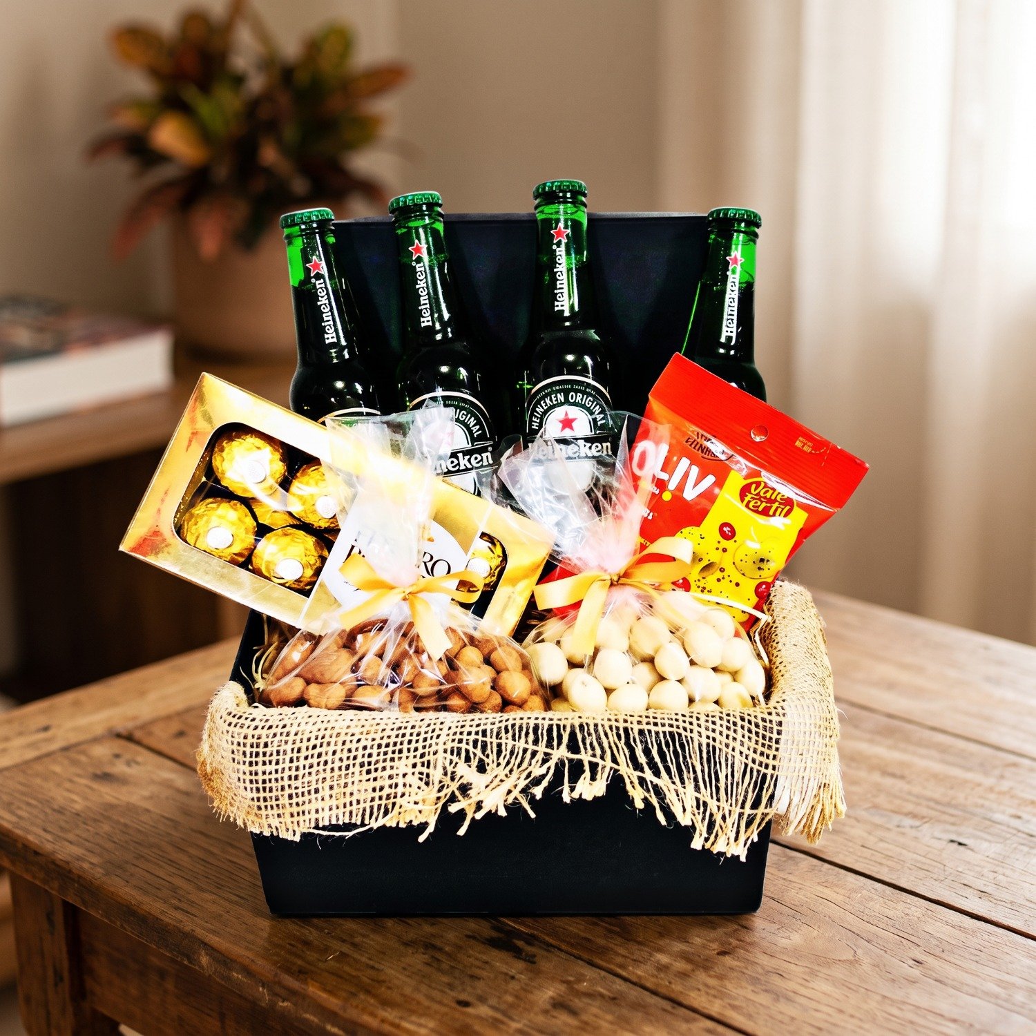Cesta de aperitivos e Bebidas 