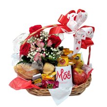 Cesta Café Mãe Inspiração Com Rosas