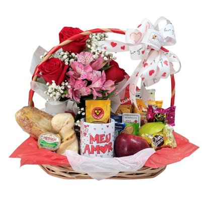 Cesta Café Inspiração Com Rosas