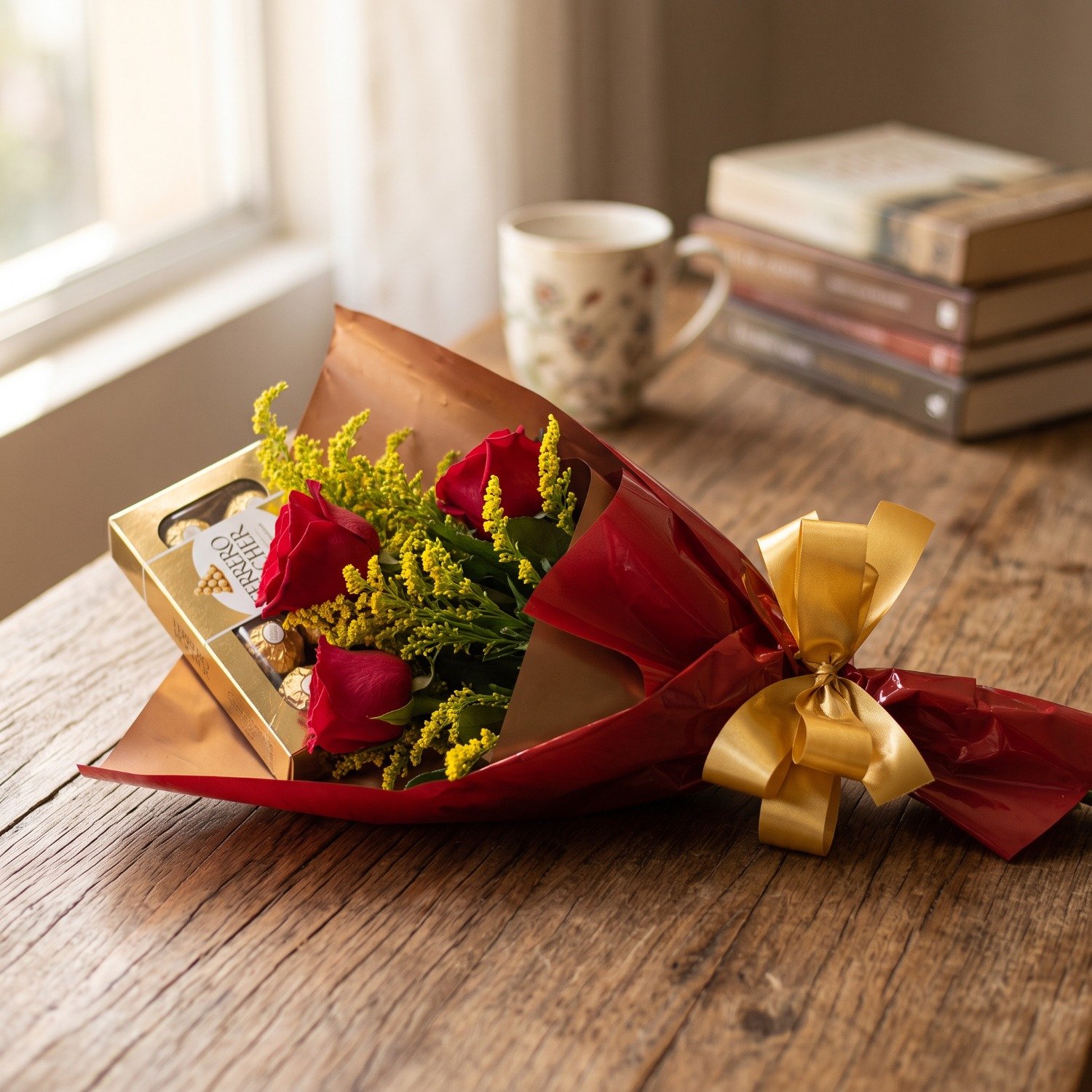 Mini Buquê de Rosas com Chocolate