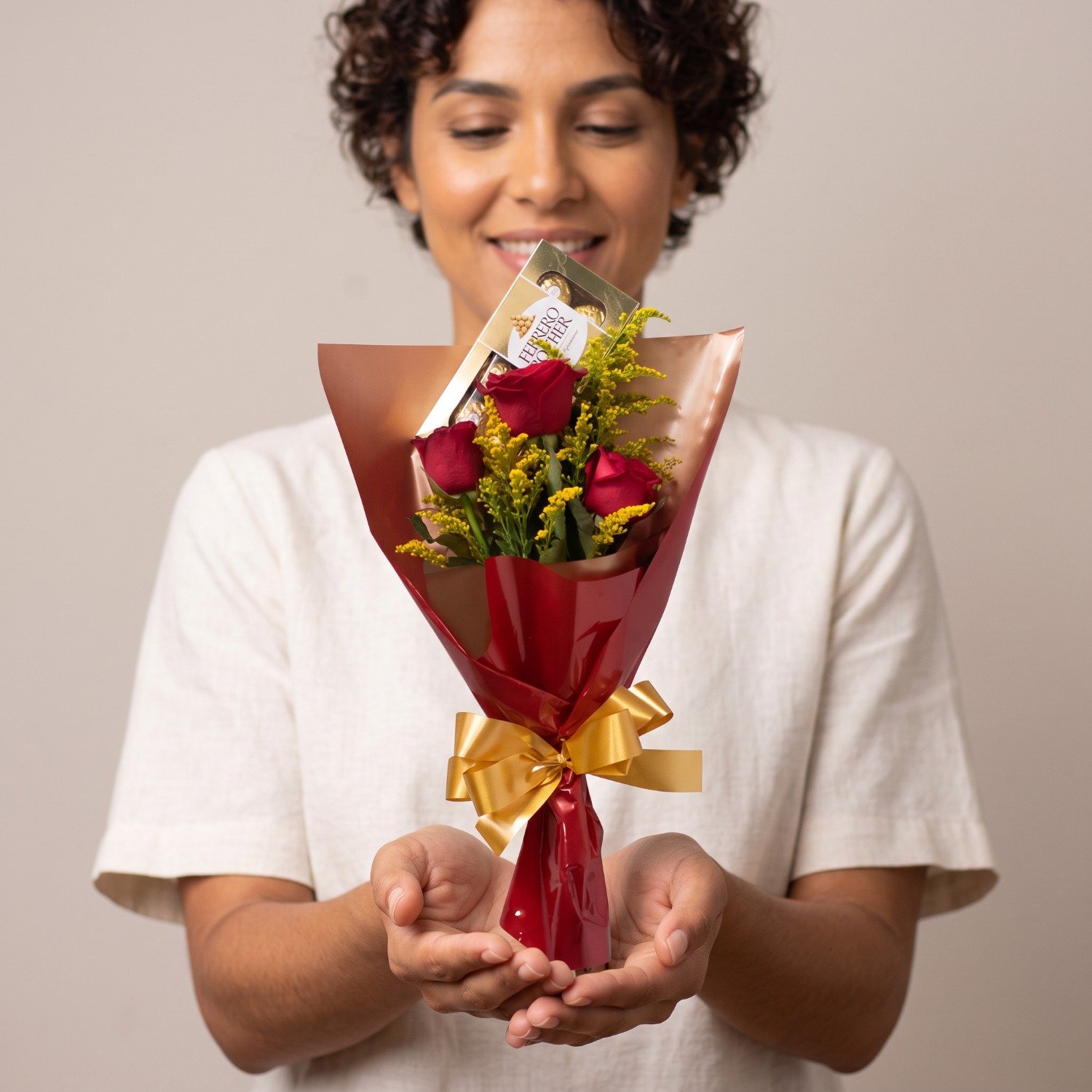 Mini Buquê de Rosas com Chocolate