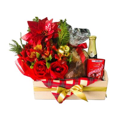 Cesta Afeto Espumante Flores e Lindt