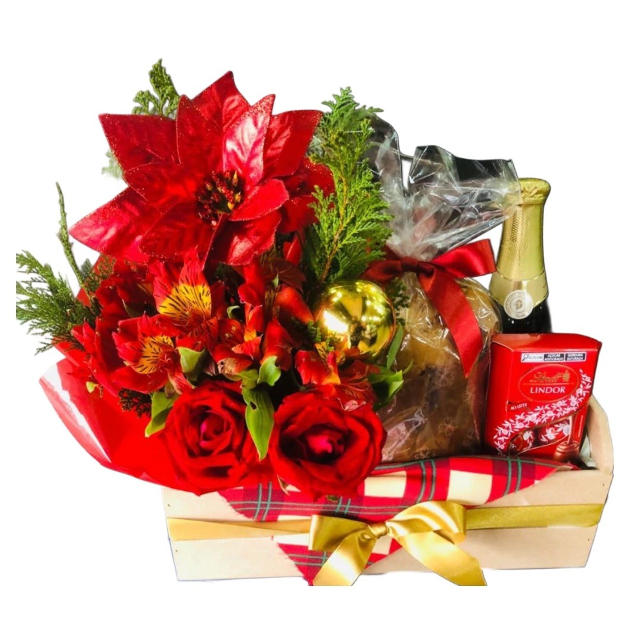 Cesta Afeto Espumante Flores e Lindt
