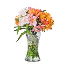 Vaso de vidro com Astromélias