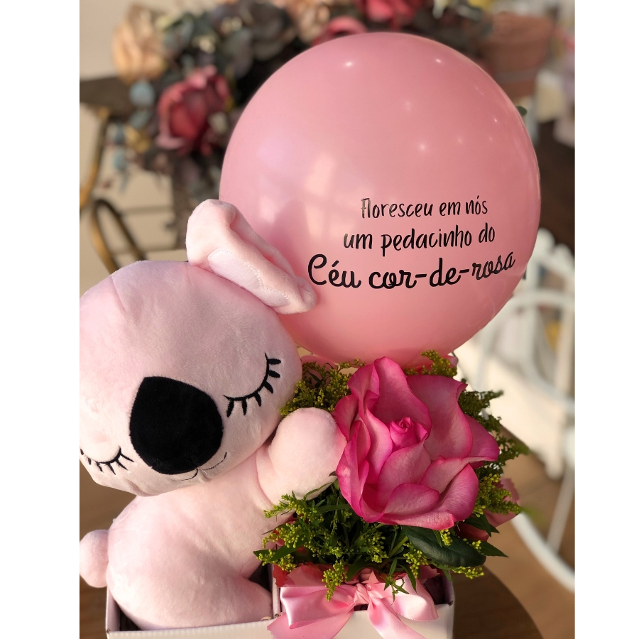 Cesta Maternidade Pelúcia Coala Rosa