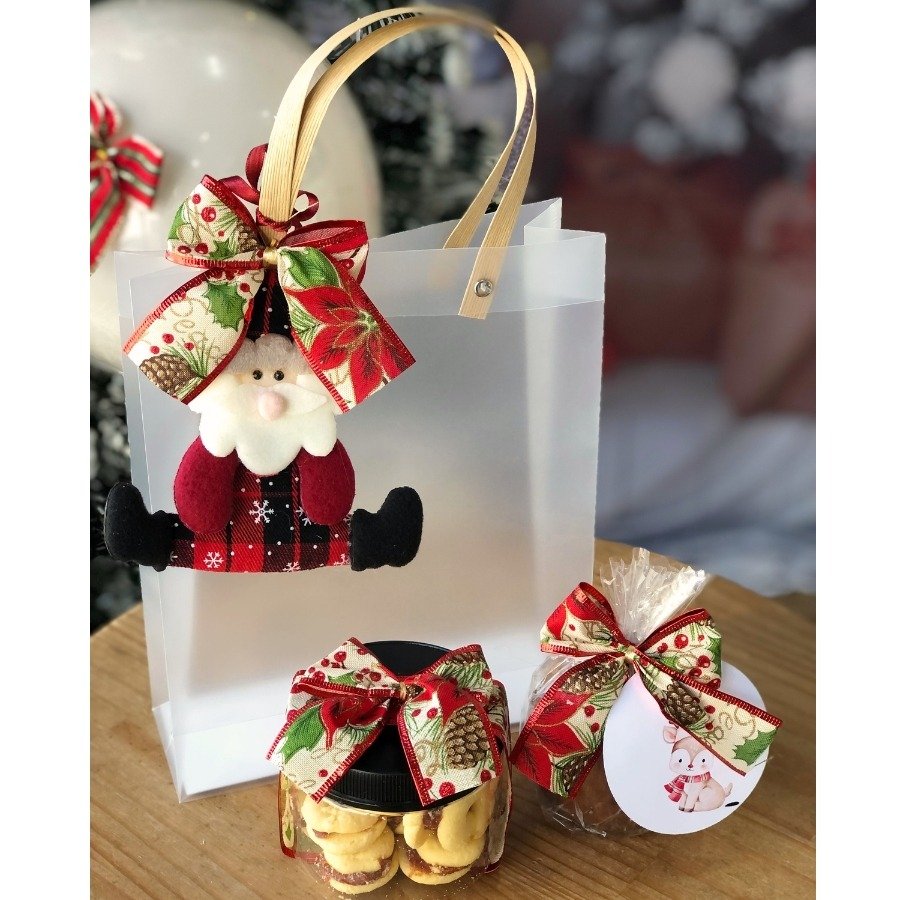 Sacola Natalina com Pote de Biscoito - Natal