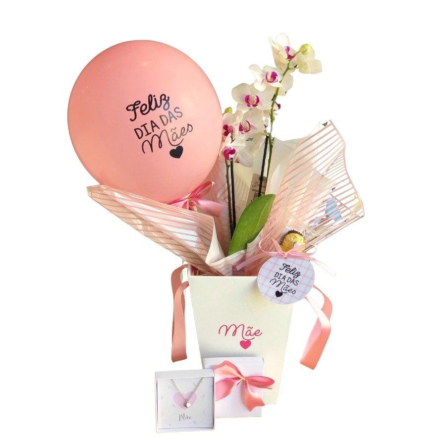 Cesta Dia das Mães Orquídea e Colar