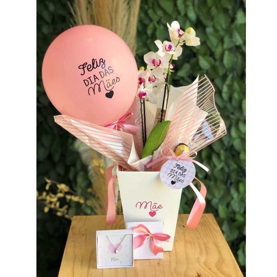 Cesta Dia das Mães Orquídea e Colar