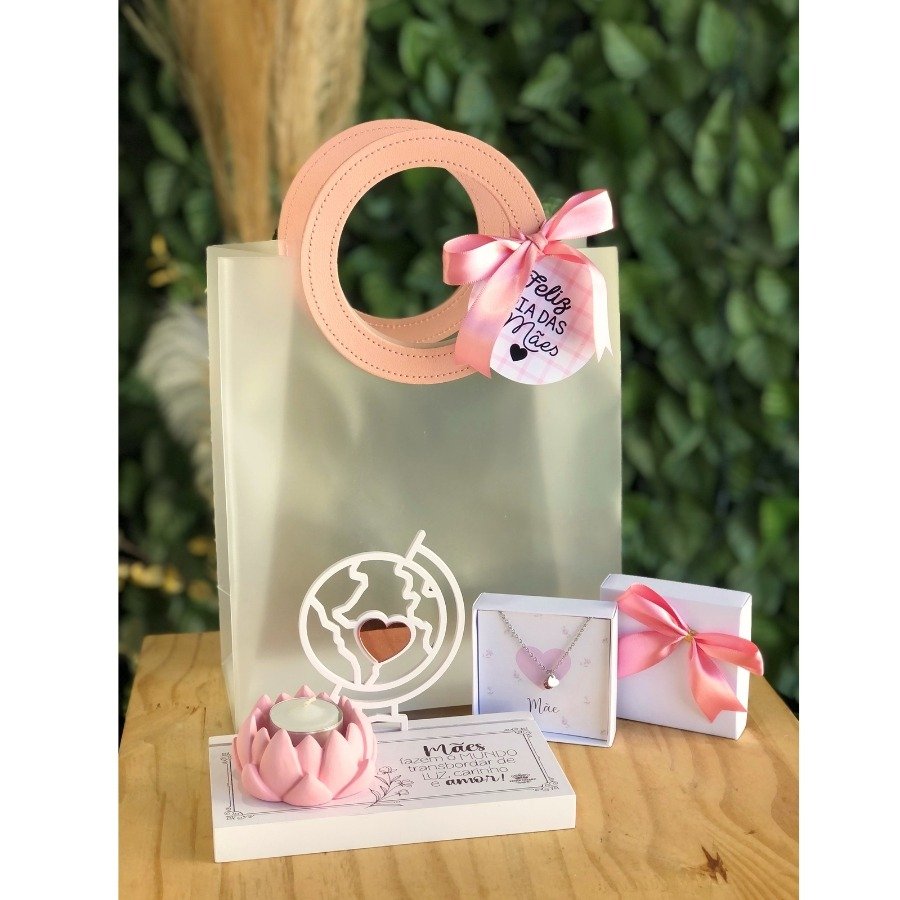 Sacola Dia Das Mães Colar e Vela Decorativa
