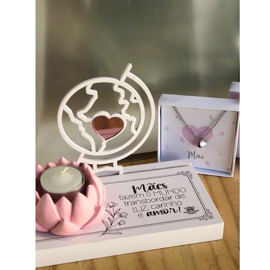 Sacola Dia Das Mães Colar e Vela Decorativa