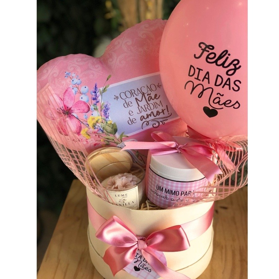 Cesta Dia Das Mães Almofada e Pote de Cookies