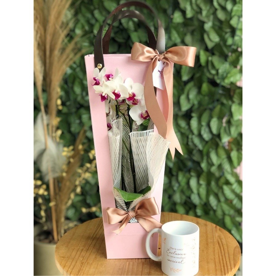 Presente com Orquídea e Caneca 