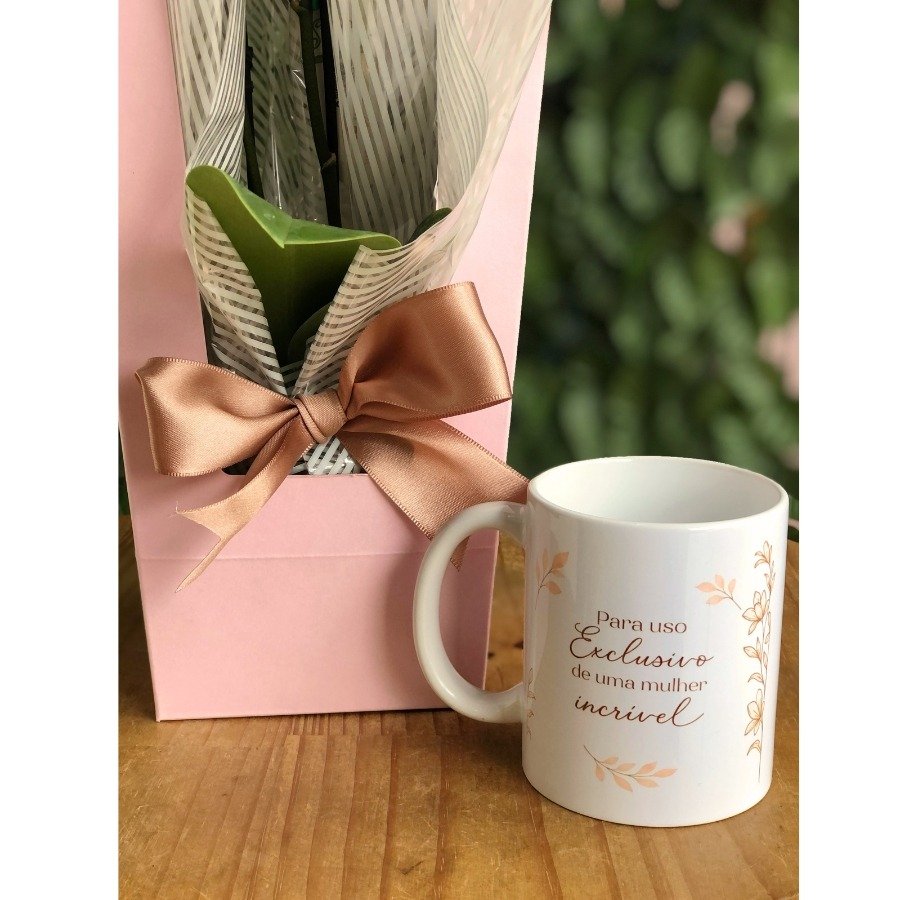 Presente com Orquídea e Caneca 