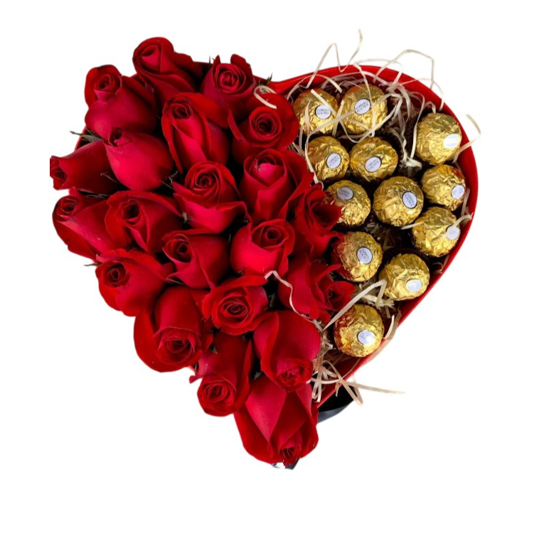 Coração Valentine Rosas e Chocolates