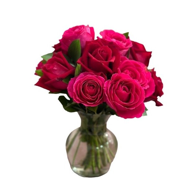 Admirável Rosas em Vaso de Vidro